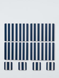John Lewis Coastal Stripe Cork-Backed Placemat & Coaster, Set of 4, Indigo, Indigo