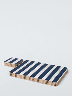 John Lewis Coastal Stripe Cork-Backed Placemat & Coaster, Set of 4, Indigo - view 2, Indigo