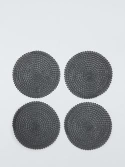 John Lewis Round Braided Scallop Edge Placemats, Set of 4, Steel Grey, Steel Grey