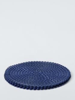 John Lewis Round Braided Scallop Edge Placemats, Set of 4, Indigo - view 2, Indigo