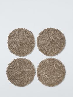 John Lewis Round Braided Scallop Edge Placemats, Set of 4, Natural, Natural