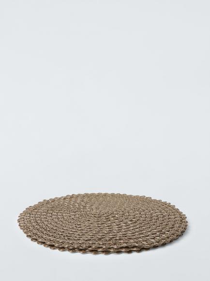 John Lewis Round Braided Scallop Edge Placemats, Set of 4, Natural - view 2, Natural