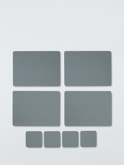 John Lewis Wood Veneer Placemat & Coaster, Set of 4, Dark Grey, Dark Grey