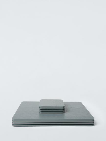 John Lewis Wood Veneer Placemat & Coaster, Set of 4, Dark Grey - view 2, Dark Grey