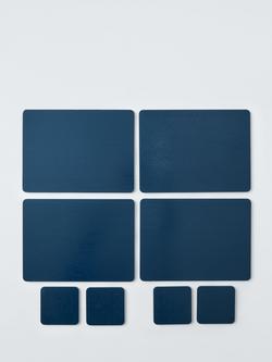 John Lewis Wood Veneer Placemat & Coaster, Set of 4, Navy Blue, Navy Blue