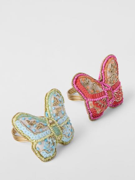 John Lewis Butterfly Napkin Rings, Set of 2, Blue/Pink, Multi