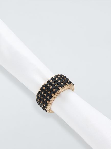 John Lewis Rustic Woven Cane Napkin Rings, Set of 4, Natural/Black - view 2, Natural And Black