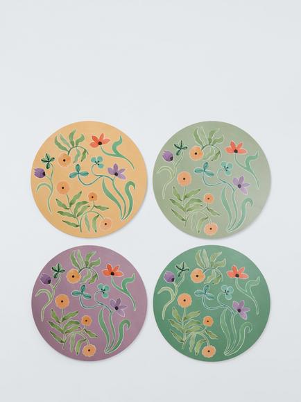 John Lewis x Anine Cecilie Iversen Round Floral Placemat, Set of 4, Multi, Multi