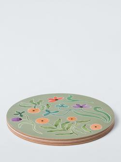 John Lewis x Anine Cecilie Iversen Round Floral Placemat, Set of 4, Multi - view 2, Multi