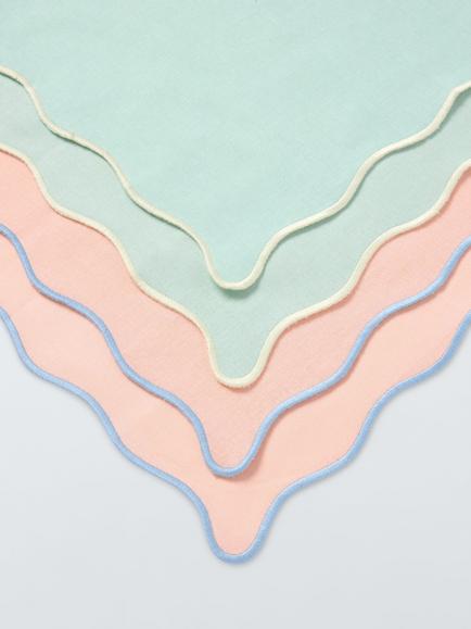 John Lewis Scalloped Edge Cotton Napkins, Set of 4, Multi - view 2, Multi