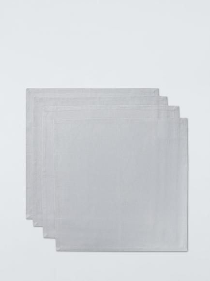 John Lewis Cotton Napkins, Set of 4, Soft Grey, Grey