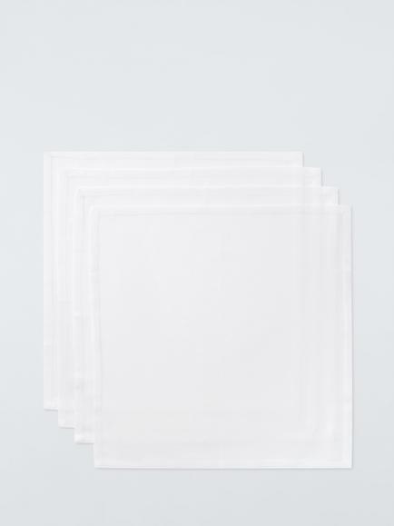 John Lewis Cotton Napkins, Set of 4, White, White