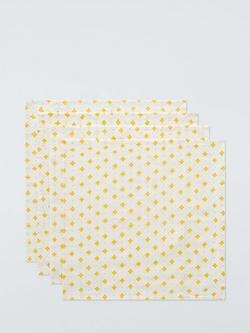 John Lewis Floral Cotton Napkins, Set of 4, Yellow, White