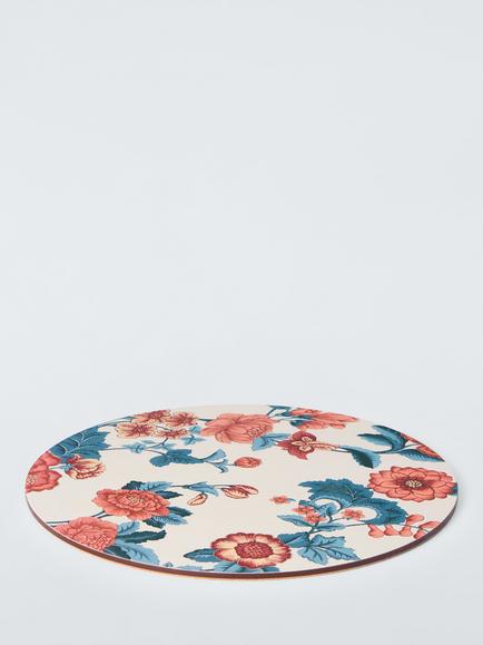 John Lewis x Sanderson Boxwood Floral Print Round Cork-Backed Placemat, Multi - view 2, Multi