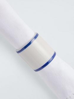 John Lewis Coastal Ceramic Napkin Ring, Set of 4, White/Blue - view 2, Multi