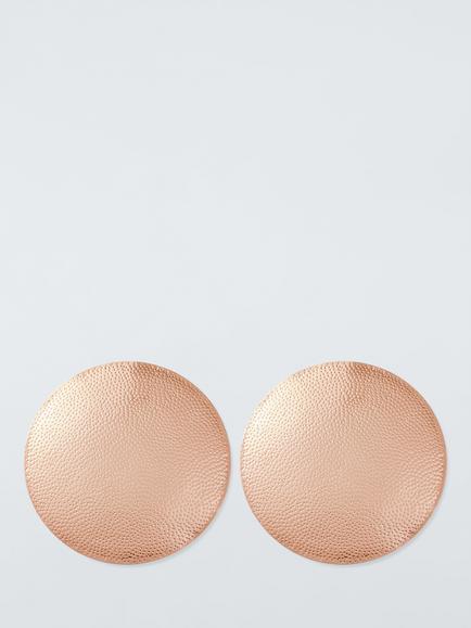 John Lewis Hammered Stainless Steel Round Placemats, Set of 2, Metallic Copper