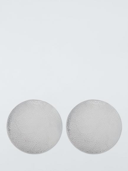 John Lewis Hammered Stainless Steel Round Placemats, Set of 2, Silver