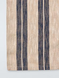 John Lewis Coastal Stripe Cotton Table Runner, 250cm, Natural/Blue - view 2, Natural And Blue