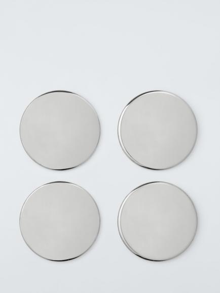 John Lewis Stainless Steel Coasters in Marble Holder, Set of 4 - view 2, Multi