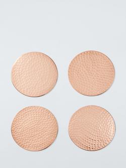 John Lewis Hammered Stainless Steel Round Coasters, Set of 4, Metallic Copper, Metallic Copper