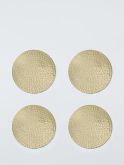 John Lewis Hammered Stainless Steel Coasters, Set of 4, Gold, Gold Gold