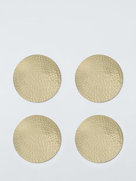 John Lewis Hammered Stainless Steel Round Coasters, Set of 4, Gold Gold