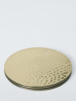John Lewis Hammered Stainless Steel Coasters, Set of 4, Gold - view 2, Gold Gold