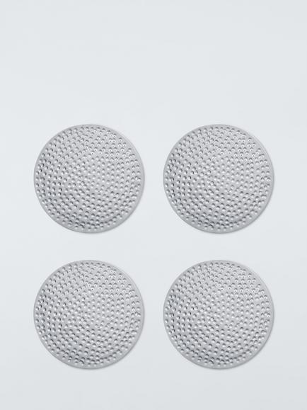 John Lewis Hammered Stainless Steel Round Coasters, Set of 4, Silver