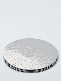 John Lewis Hammered Stainless Steel Round Coasters, Set of 4, Silver - view 2, Silver
