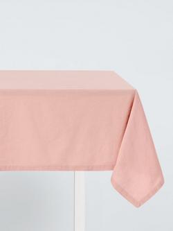 John Lewis Cotton Linen Blend Rectangular Tablecloth, 250 x 160cm, Plaster, Pink