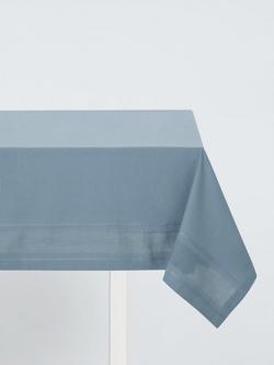 John Lewis Organic Cotton Border Tablecloth, 180 x 140cm, Grey, Grey