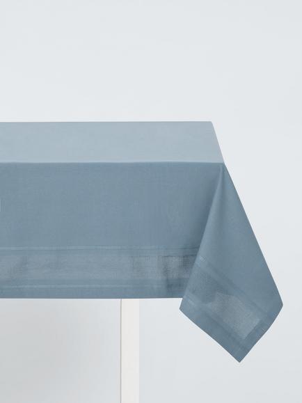 John Lewis Organic Cotton Border Tablecloth, 180 x 140cm, Grey, Grey