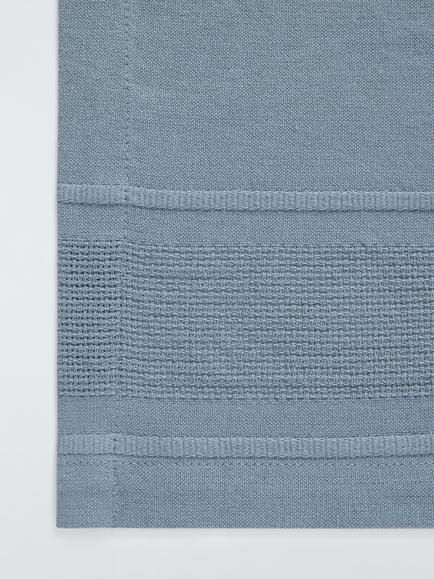 John Lewis Organic Cotton Border Tablecloth, 180 x 140cm, Grey - view 2, Grey