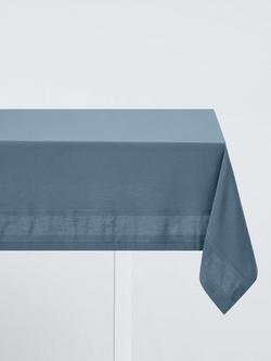 John Lewis Organic Cotton Border Tablecloth, 250 x 160cm, Grey, Grey