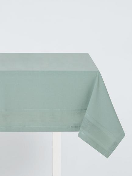 John Lewis Organic Cotton Border Tablecloth, 180 x 140cm, Sage, Green