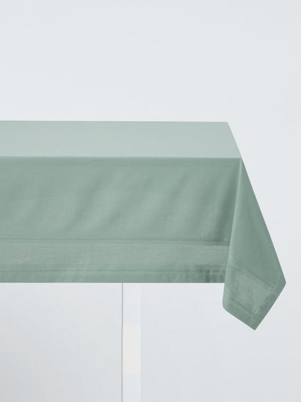 John Lewis Organic Cotton Border Tablecloth, 250 x 160cm, Sage, Green