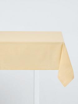 John Lewis Ticking Stripe Rectangular Cotton Tablecloth, 180 x 140cm, Pollen Yellow, Pollen Yellow