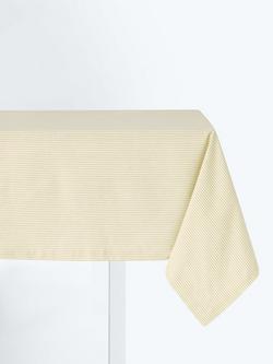 John Lewis Ticking Stripe Rectangular Cotton Tablecloth, 250 x 160cm, Pollen Yellow, Pollen Yellow