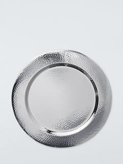 John Lewis Hammered Stainless Steel Charger Plate, 34cm, Silver, Metallic Copper