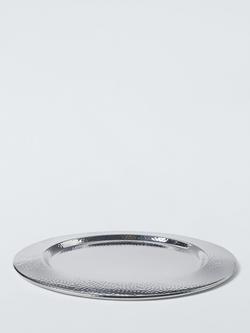 John Lewis Hammered Stainless Steel Charger Plate, 34cm, Silver - view 2, Metallic Copper