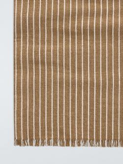 John Lewis Rustic Striped Cotton Table Runner, 250cm, Golden Olive - view 2, Golden Olive