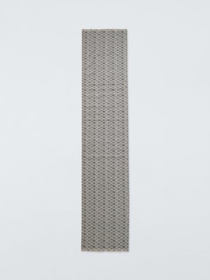 John Lewis Rustic Monochrome Geometric Cotton Table Runner, 250cm, Black/White, Black And White