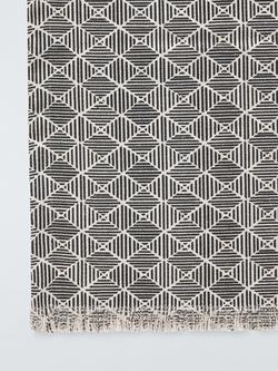 John Lewis Rustic Monochrome Geometric Cotton Table Runner, 250cm, Black/White - view 2, Black And White