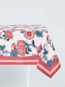 John Lewis x Sanderson Boxwood Floral Print Cotton Tablecloth, 180 x 140cm, Multi