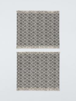 John Lewis Rustic Monochrome Geometric Pattern Cotton Placemats, Set of 2, Black/White, Black And White