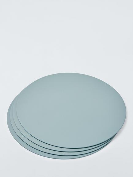 John Lewis The Colour Edit Round Faux Leather Placemats, Set of 4 - view 2, Ice Blue