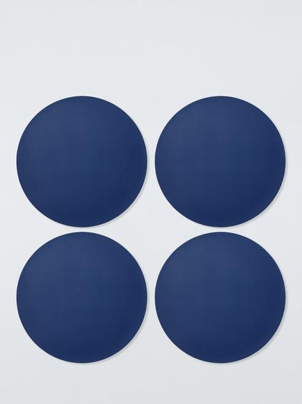 John Lewis The Colour Edit Round Faux Leather Placemats, Set of 4, Indigo
