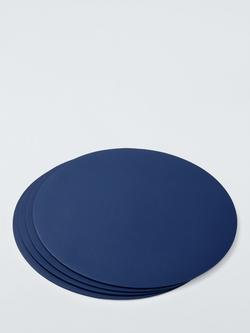 John Lewis Round Faux Leather Placemats, Set of 4, Indigo - view 2, Indigo