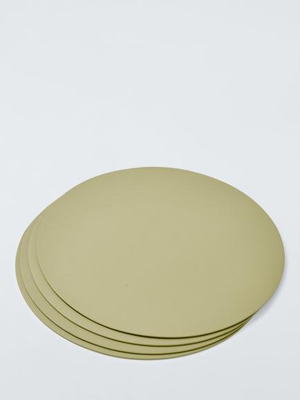 John Lewis The Colour Edit Round Faux Leather Placemats, Set of 4 - view 2, Pistachio