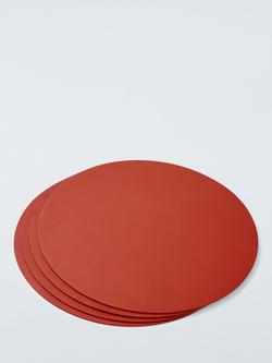 John Lewis Round Faux Leather Placemats, Set of 4, Sienna - view 2, Sienna